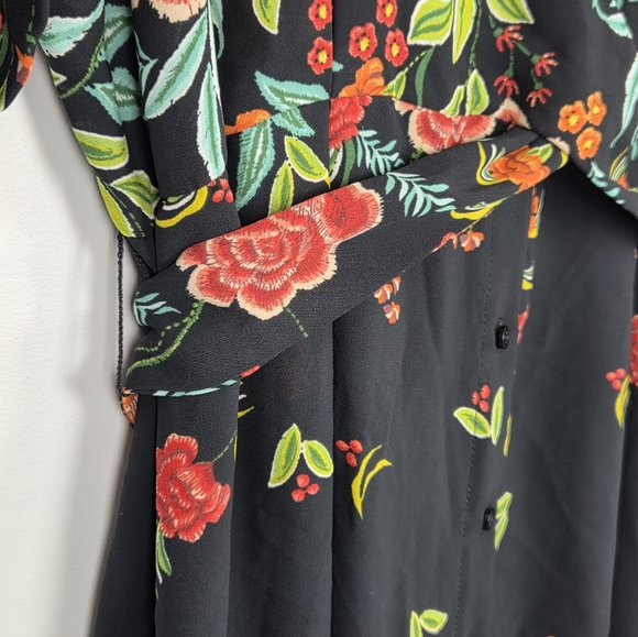 NWT ZARA Floral Print V-Neck Button-Up Short Dolman Sleeve Maxi Dress Size XL - Picture 4 of 10